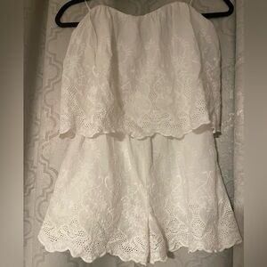 Lush white eyelet embroidered romper